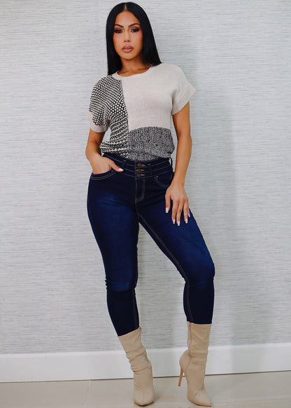 Butt Lift Mid Rise Stretch Skinny Jeans Dark Wash