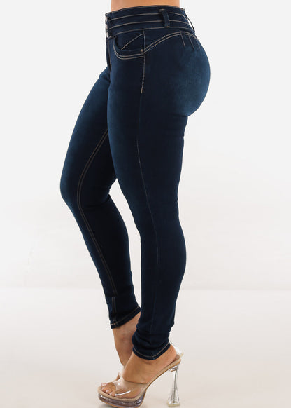 Butt Lift Mid Rise Stretch Skinny Jeans Dark Wash
