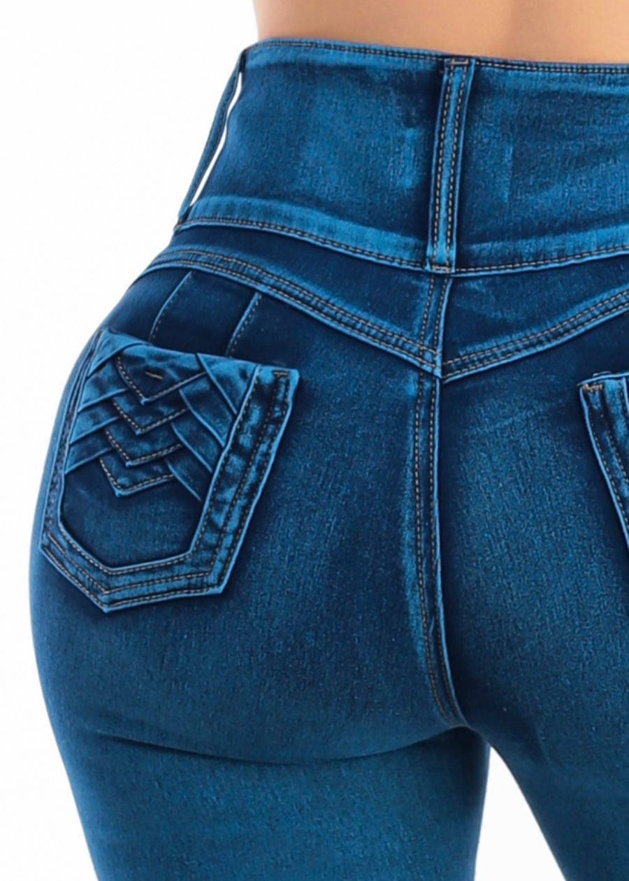 MX JEANS Levantacola Super High Waist Stretch Denim Capris Sand Wash