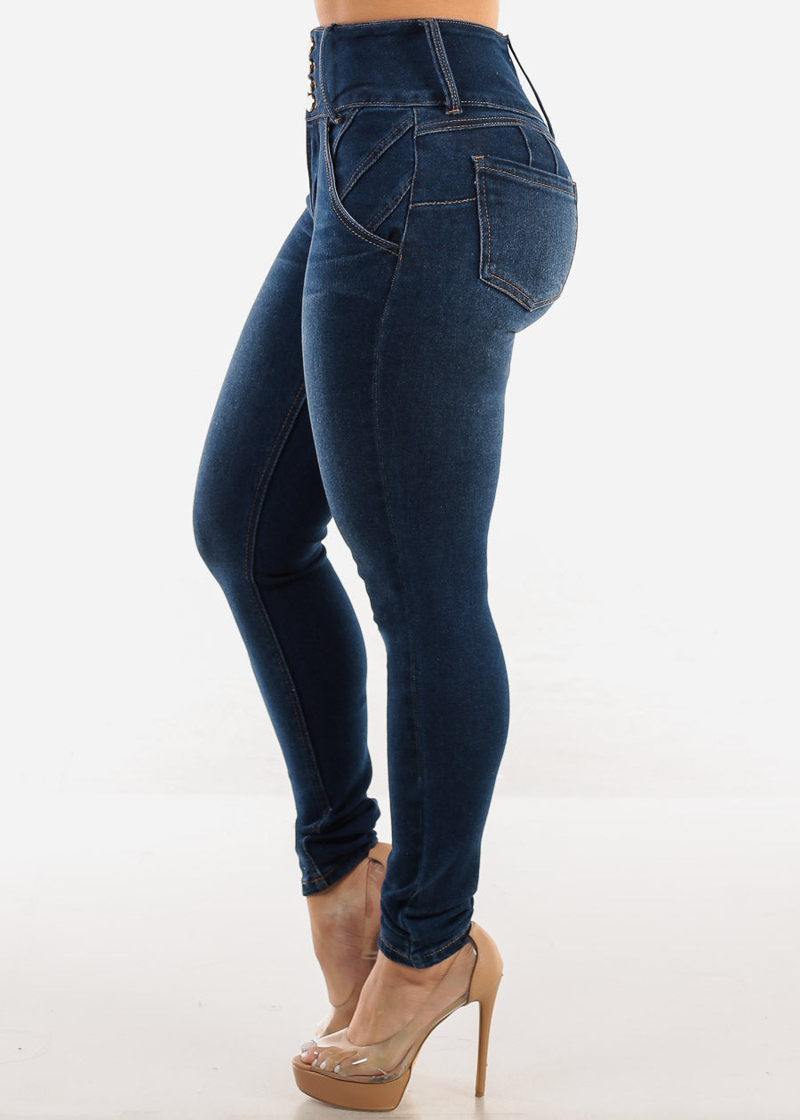 Super High Waist Levantacola Dark Skinny Jeans