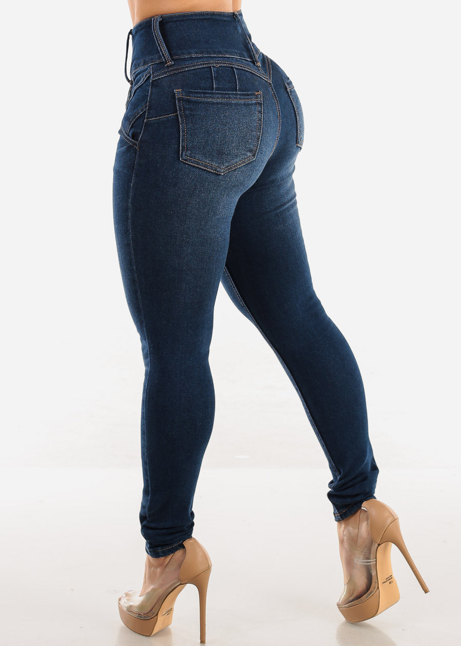 Super High Waist Levantacola Dark Skinny Jeans