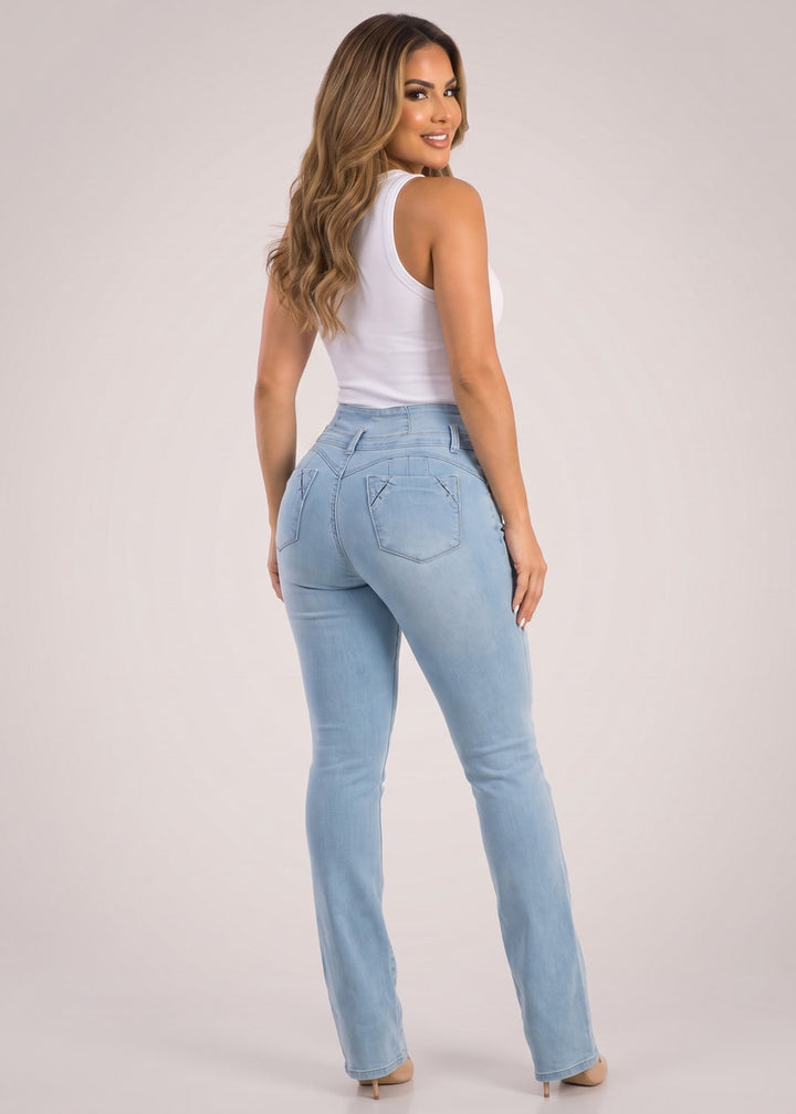 MX JEANS Butt Lifting Mid Rise Light Blue Bootcut Jeans