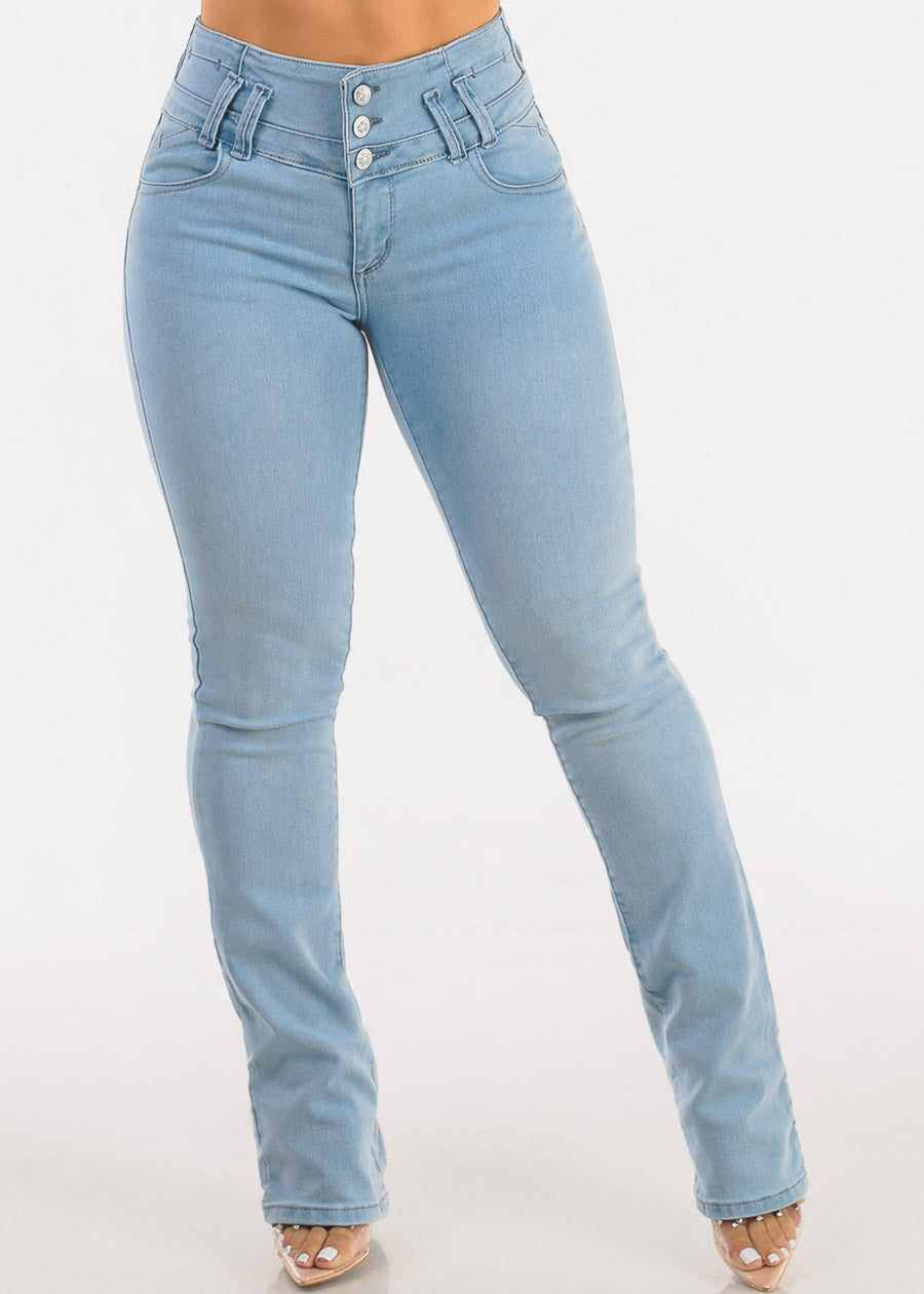 MX JEANS Butt Lifting Mid Rise Light Blue Bootcut Jeans