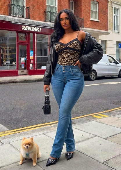 MX JEANS Butt Lifting Mid Rise Med Wash Bootcut Jeans