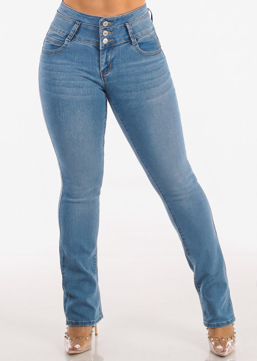 MX JEANS Butt Lifting Mid Rise Med Wash Bootcut Jeans