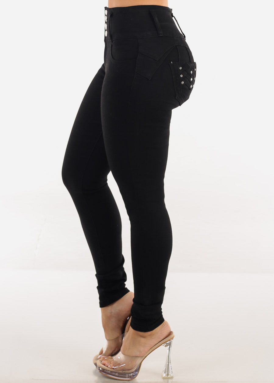 Butt Lift High Waist Stretch Skinny Jeans Black