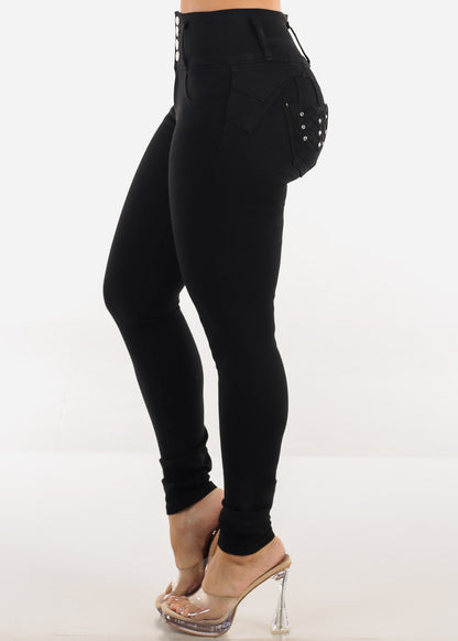 Butt Lift High Waist Stretch Skinny Jeans Black