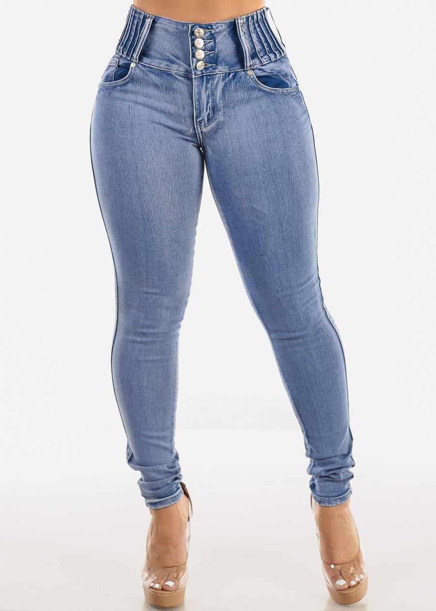 Butt Lift High Waisted Skinny Jeans Light Wash