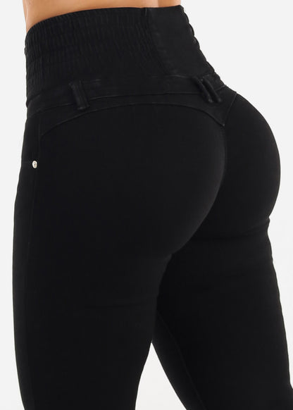 MX JEANS Butt Lift 5 Button Spandex Waist Jogger Jeans Black