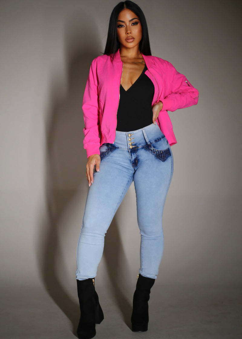 MX JEANS Light Acid Wash Butt Lift Mid Rise Skinny Jeans
