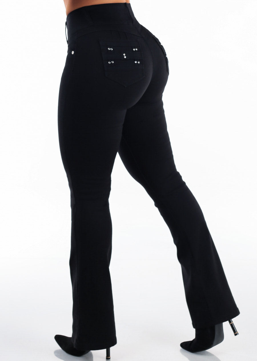 Butt Lift High Waist Stretch Bootcut Jeans Black