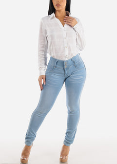 MX JEANS Levantacola Light Blue Skinny Jeans w Pocket Design