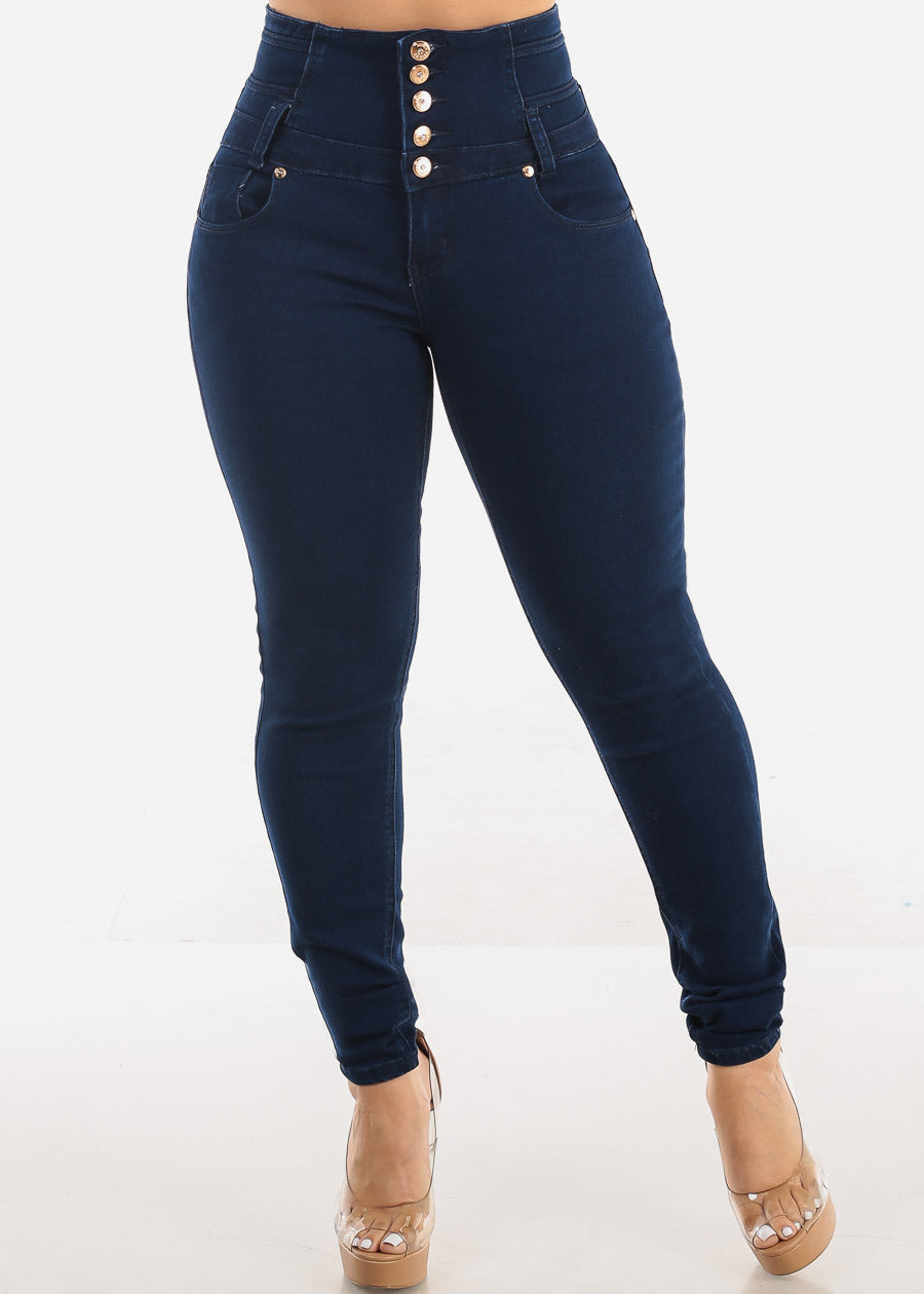 MX JEANS Butt Lift Thick Waist Dark Wash Skinny Jeans