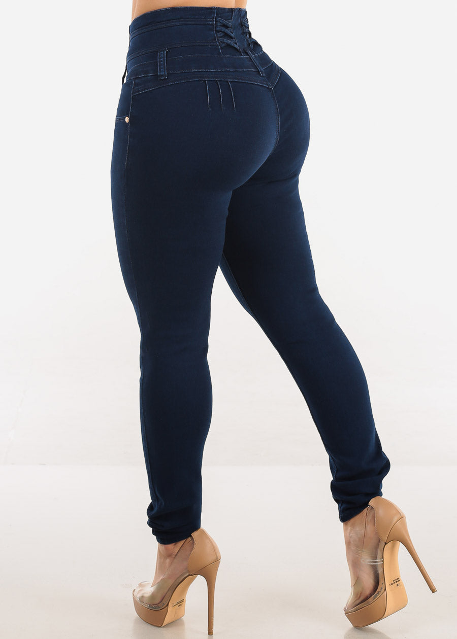 MX JEANS Butt Lift Thick Waist Dark Wash Skinny Jeans