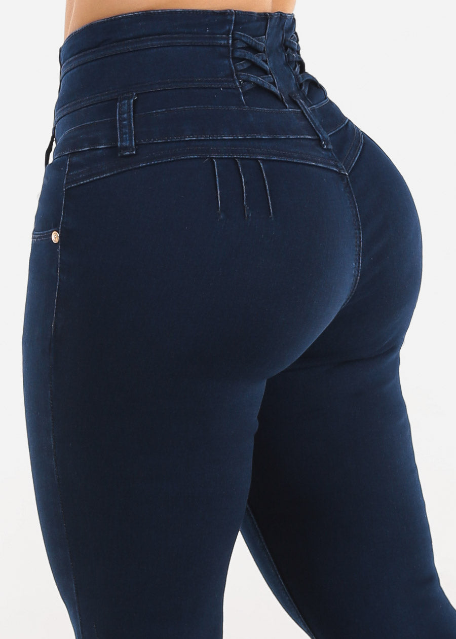 MX JEANS Butt Lift Thick Waist Dark Wash Skinny Jeans