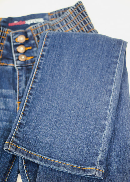 MX JEANS Butt Lift 3 Button Spandex Waist Bootcut Jeans Dark Wash