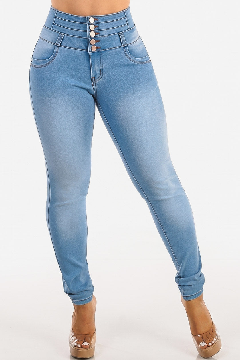 MX JEANS Butt Lift Thick Waist Light Skinny Jeans