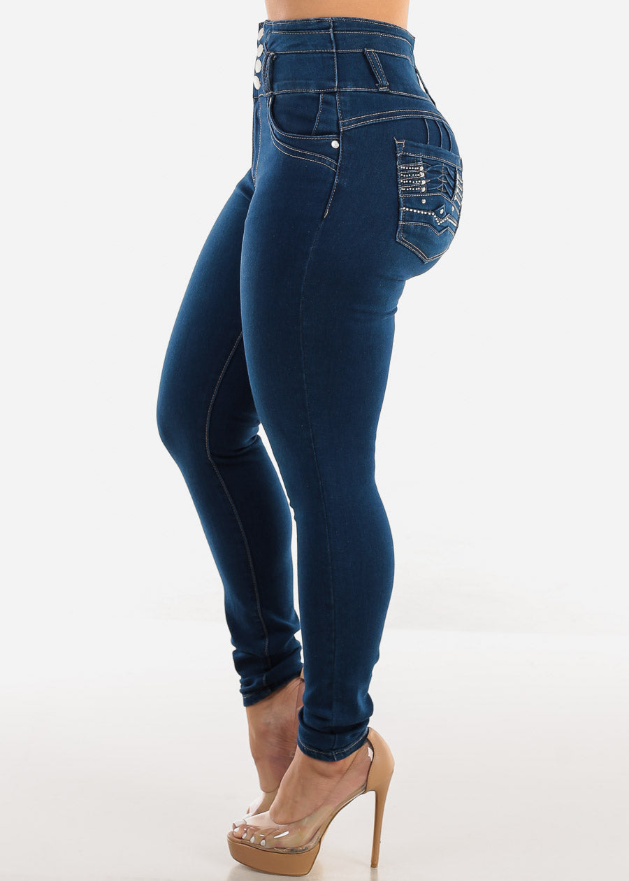 Butt Lift Super High Waist Indigo Skinny Jeans