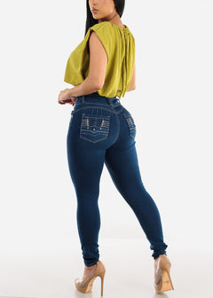 Butt Lift Super High Waist Indigo Skinny Jeans