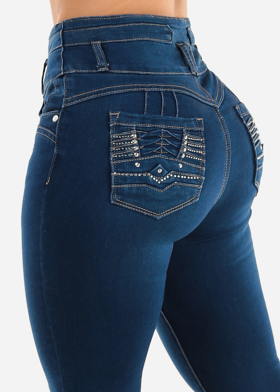 Butt Lift Super High Waist Indigo Skinny Jeans