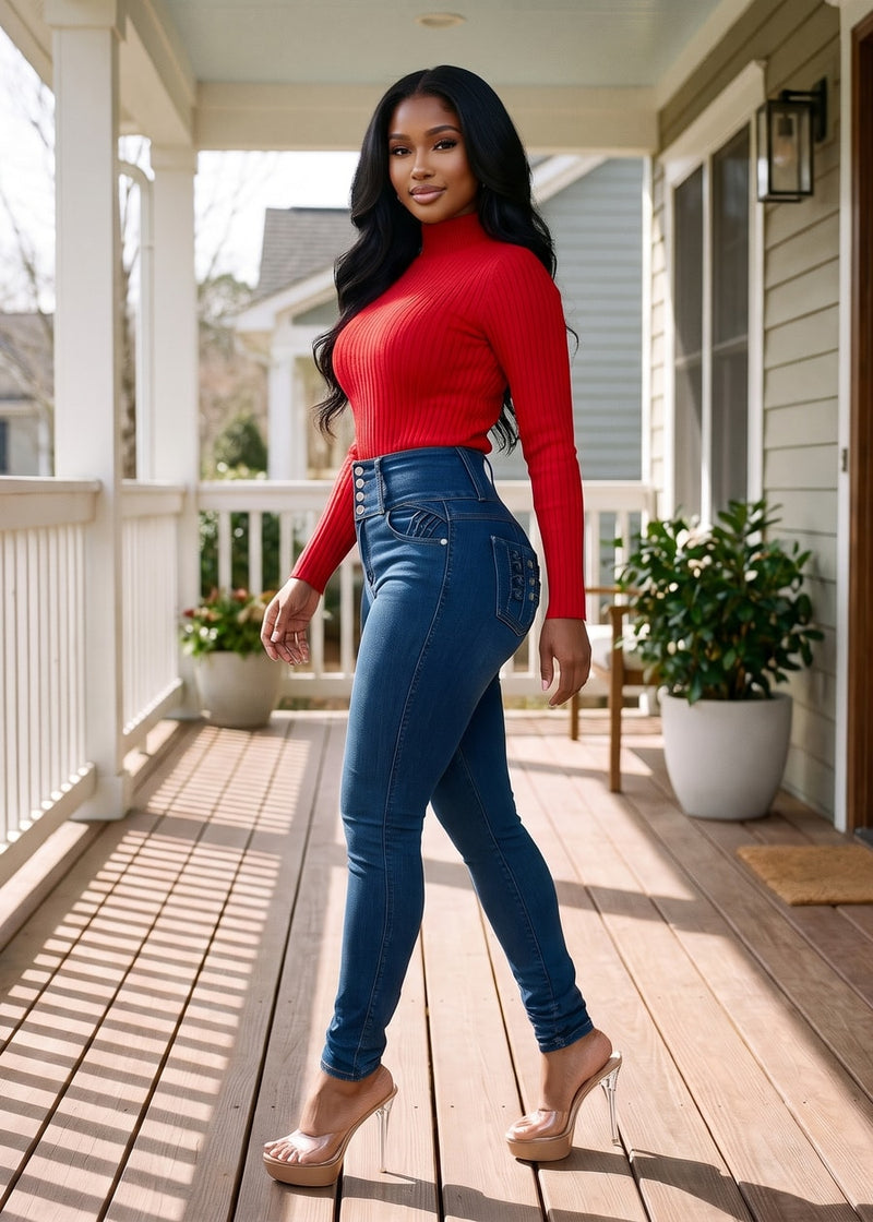 Red Levantacola Skinnies Outfit