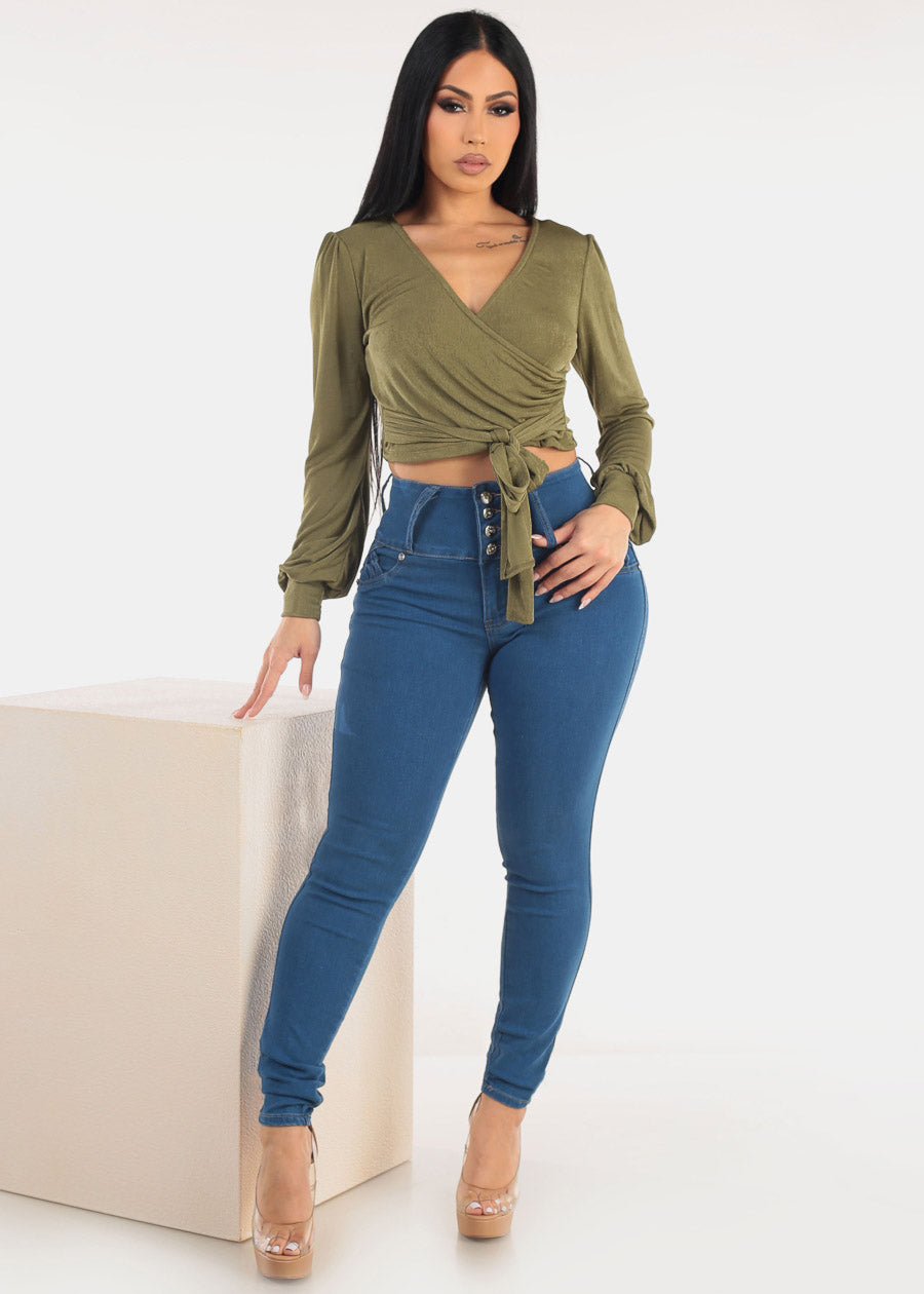 MX JEANS Butt Lift High Waist Skinny Jeans Blue