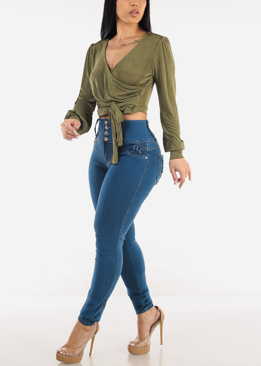 MX JEANS Butt Lift High Waist Skinny Jeans Blue