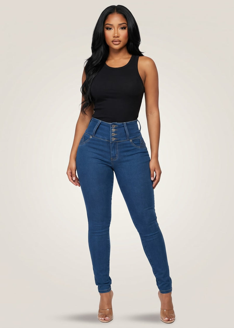 MX JEANS Butt Lift High Waist Skinny Jeans Blue