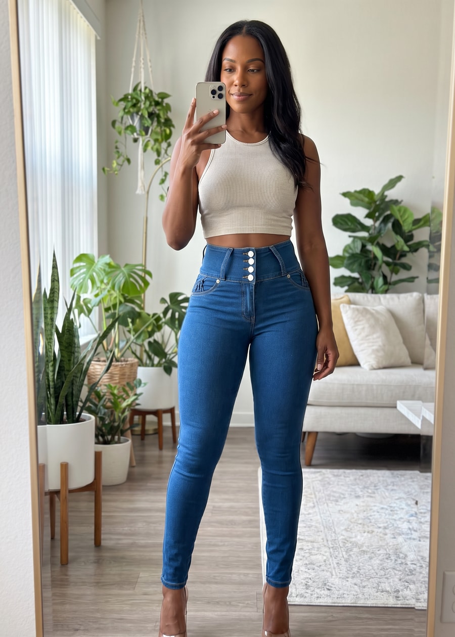 MX JEANS Butt Lift High Waist Skinny Jeans Blue, view 7 of 9