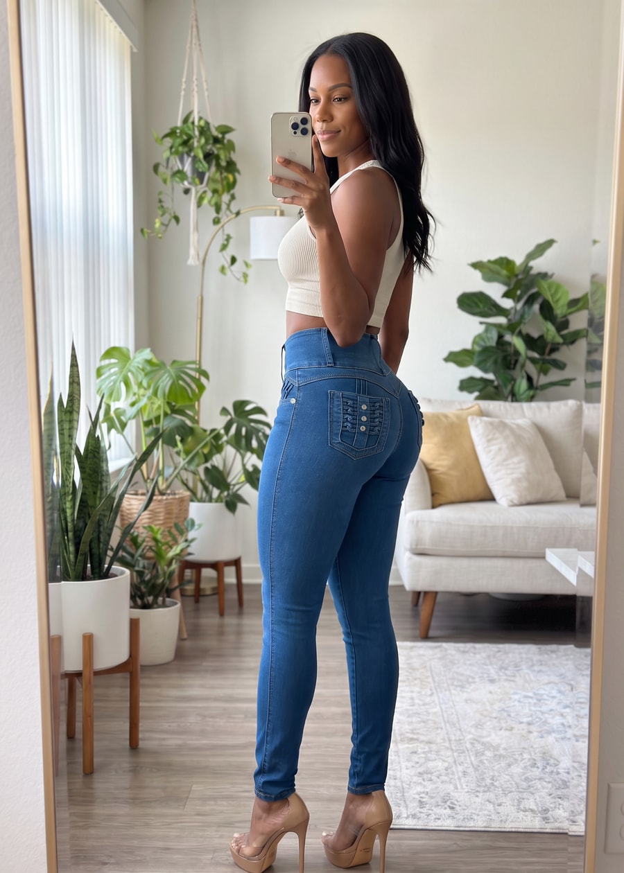 MX JEANS Butt Lift High Waist Skinny Jeans Blue, view 8 of 9