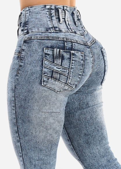 MX JEANS Butt Lift High Waist Acid Wash Bootcut Jeans