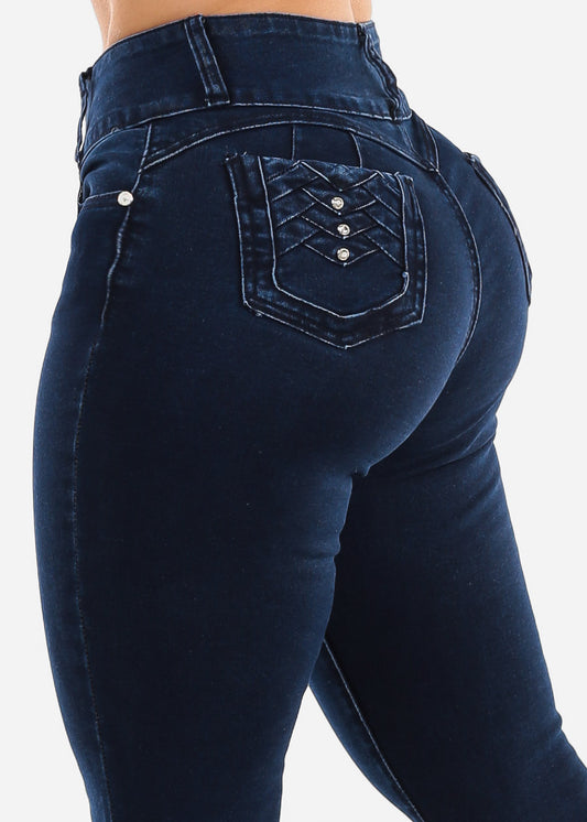 Butt Lift High Waist Skinny Jeans Dark Wash