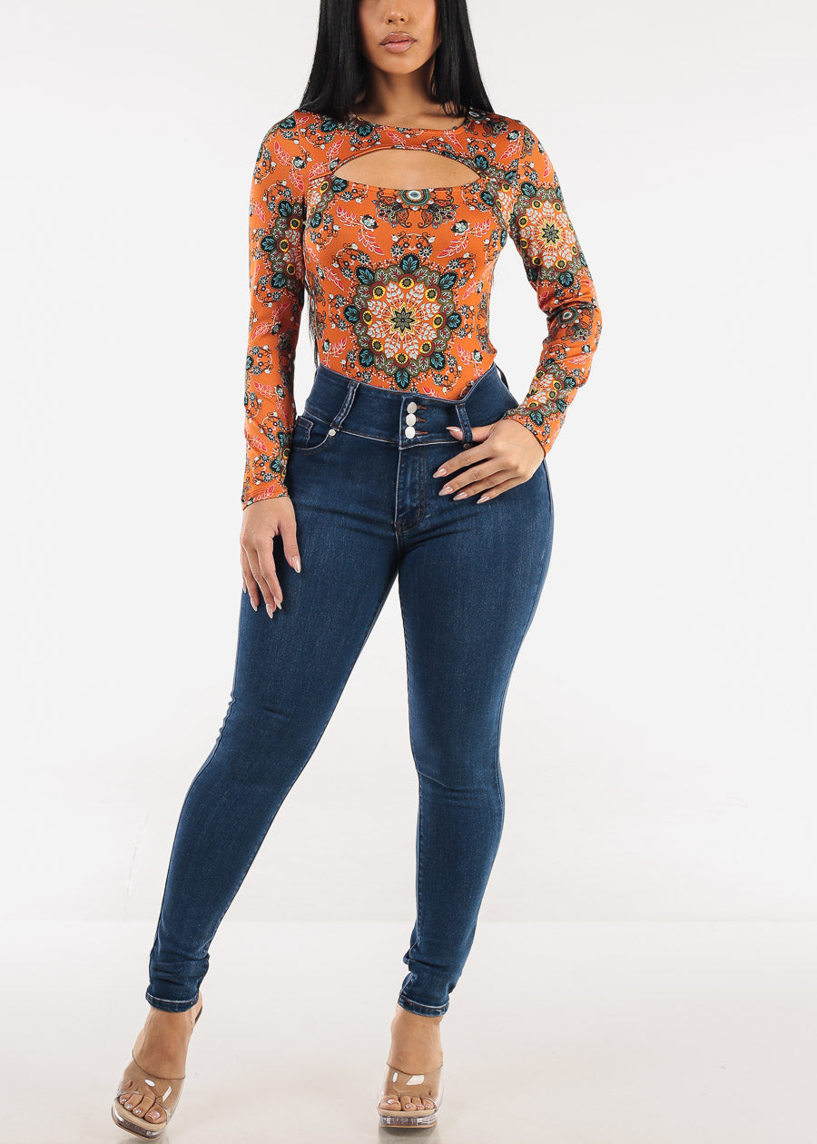 Butt Lift High Waisted Stretch Skinny Jeans Dark Wash