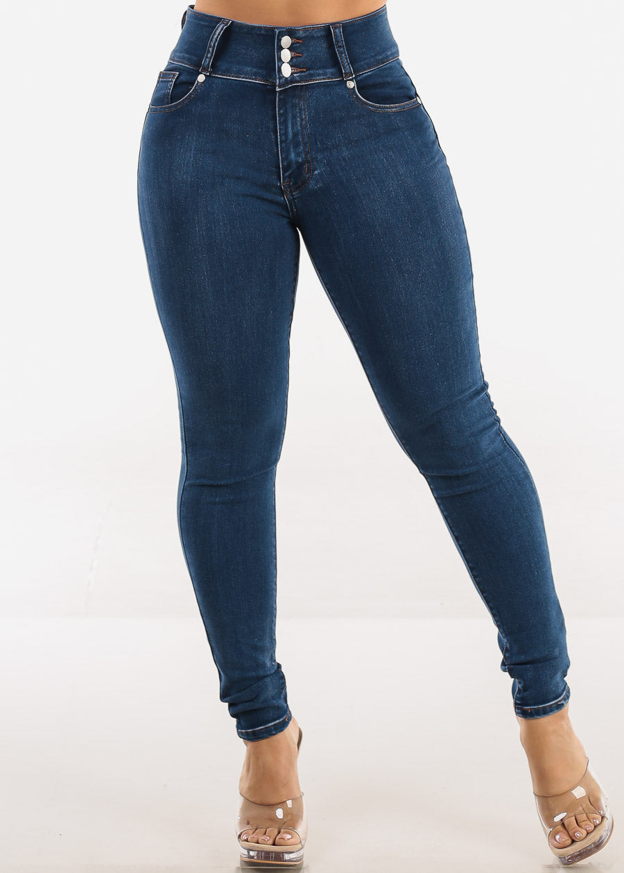 Butt Lift High Waisted Stretch Skinny Jeans Dark Wash