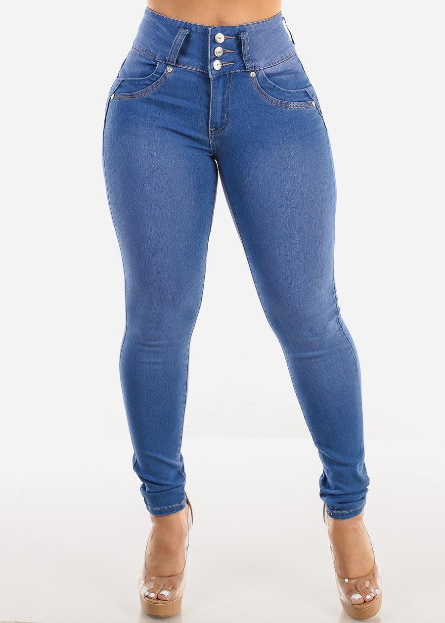 Butt Lift High Waisted Blue Skinny Jeans