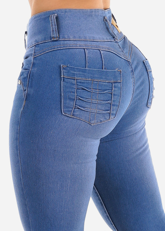 Butt Lift High Waisted Blue Skinny Jeans