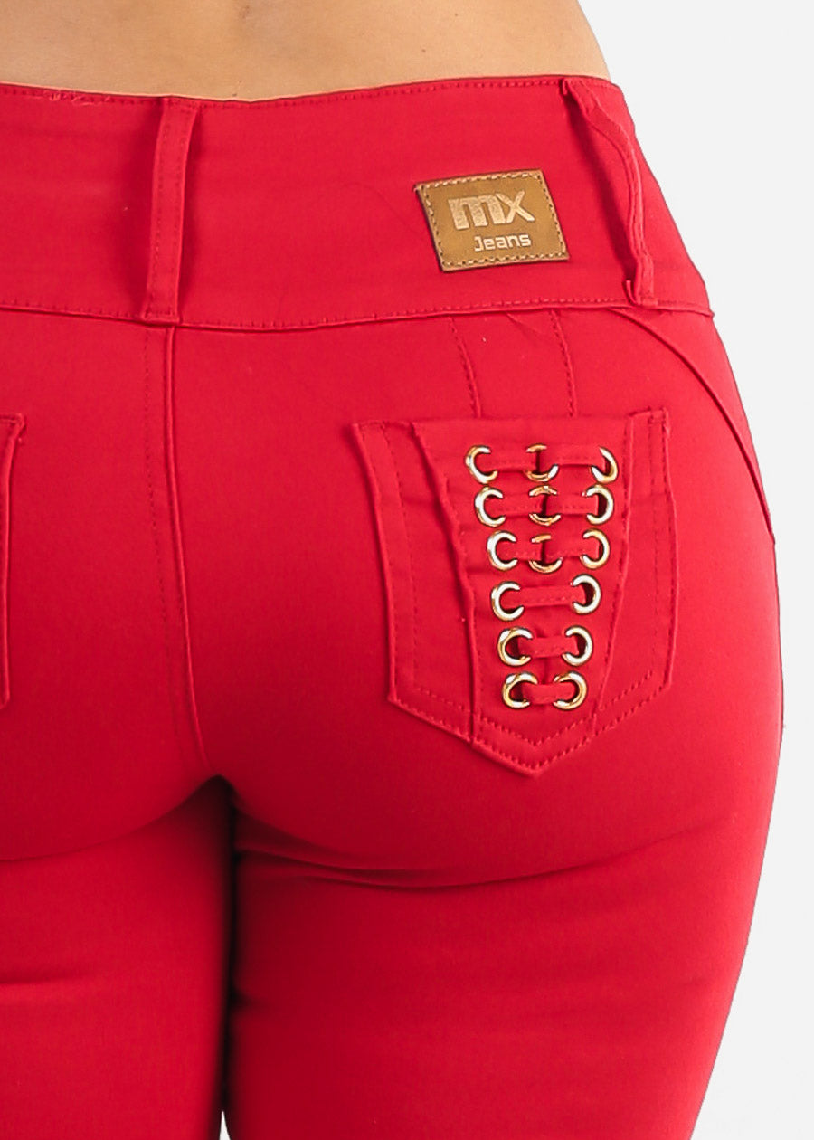 MX JEANS Butt Lifting Red Skinny Jeans