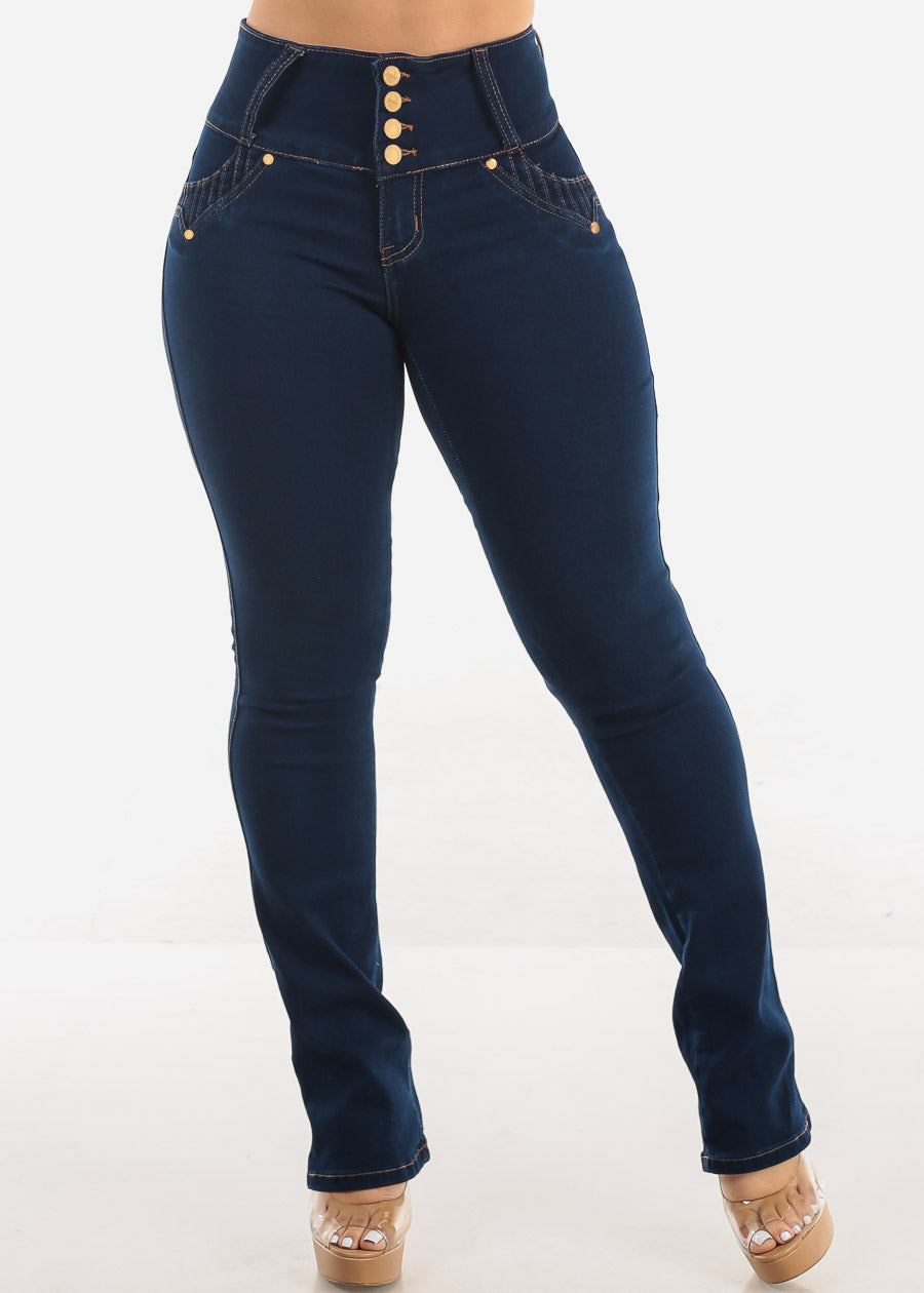 MX JEANS Butt Lift Mid Rise Bootcut Jeans Dark Wash, view 5 of 10