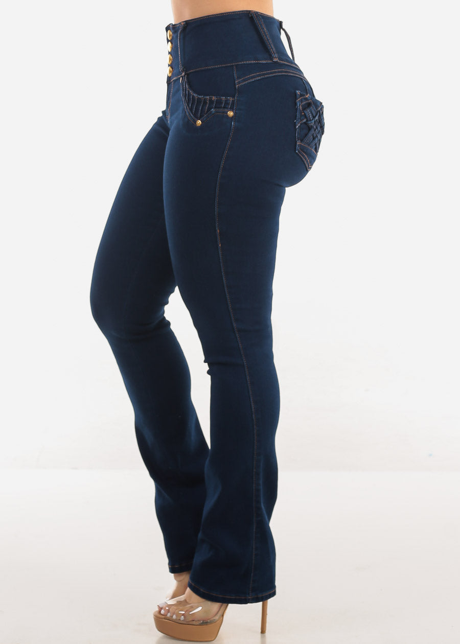 MX JEANS Butt Lift Mid Rise Bootcut Jeans Dark Wash, view 6 of 10