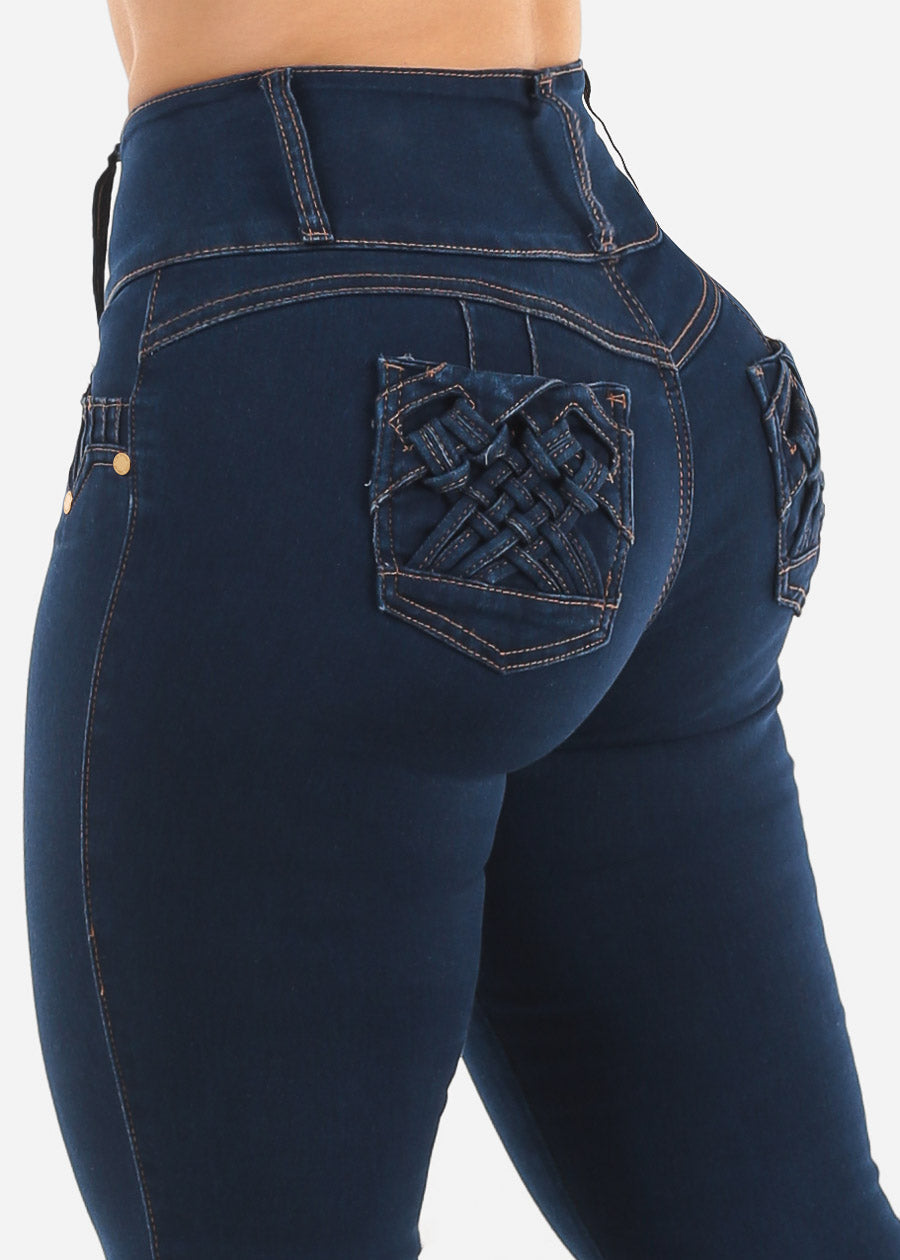 MX JEANS Butt Lift Mid Rise Bootcut Jeans Dark Wash, view 7 of 10