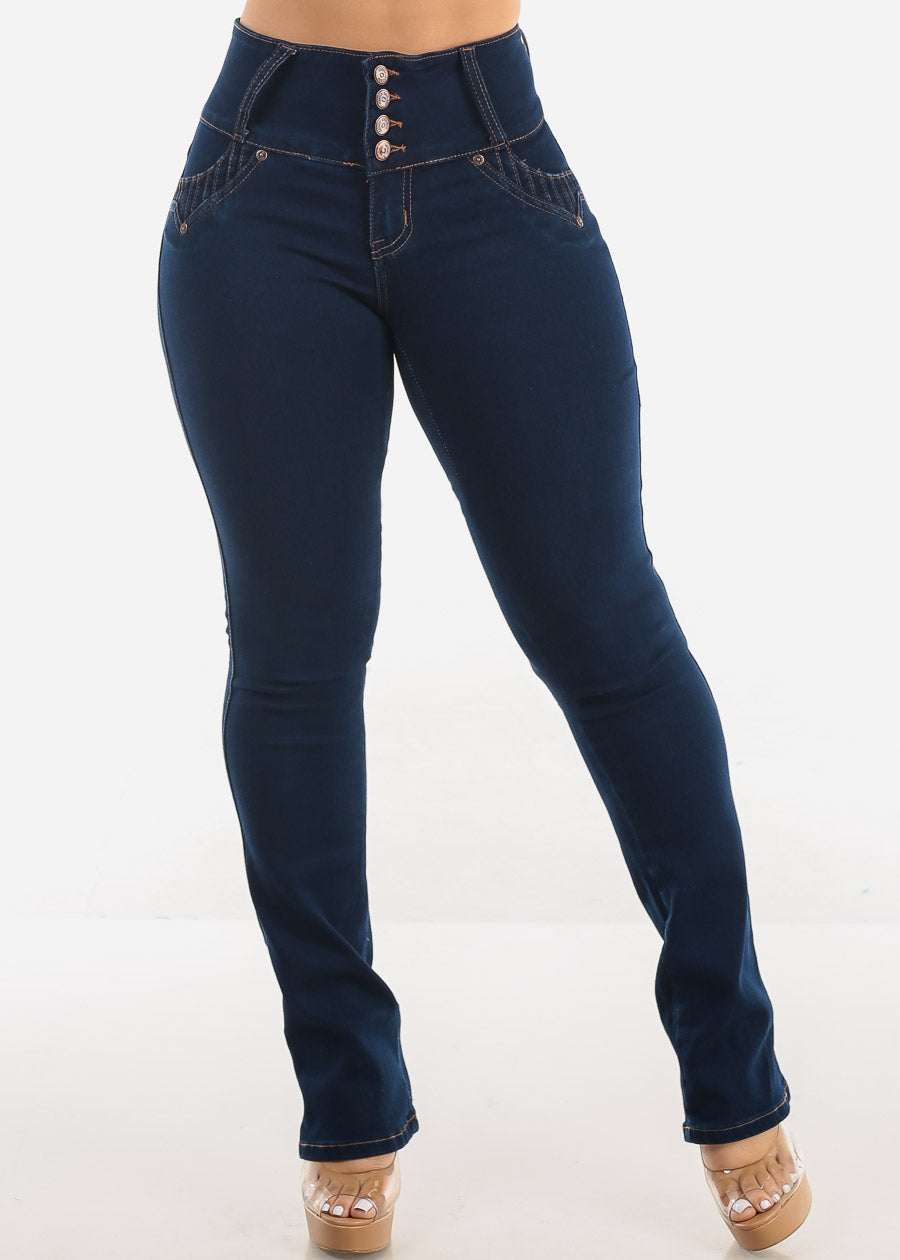 MX JEANS Butt Lift Mid Rise Bootcut Jeans Dark Wash