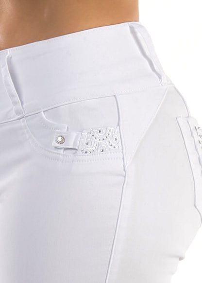 MX JEANS Mid Rise White Butt Lifting Skinny Jeans