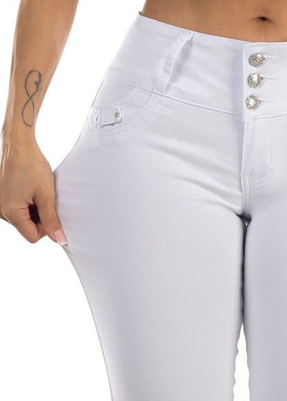 MX JEANS Mid Rise White Butt Lifting Skinny Jeans