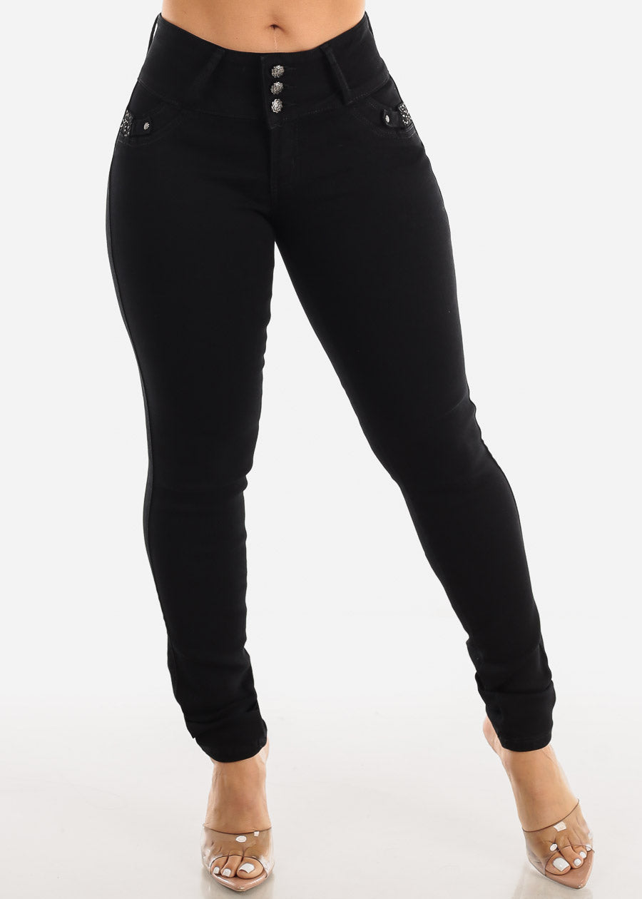 MX JEANS Butt Lifting Black Denim Casual Jeans