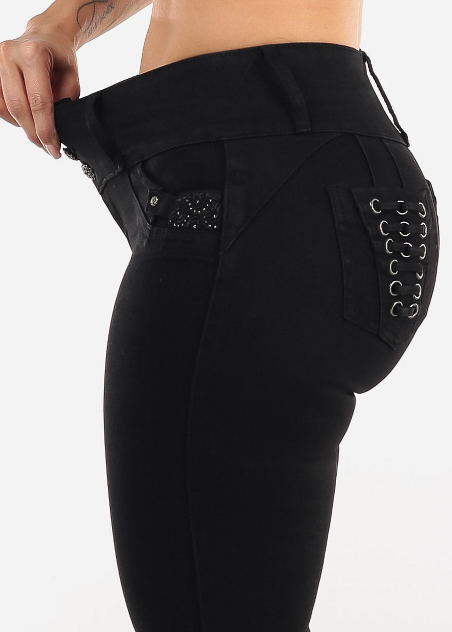 MX JEANS Butt Lifting Black Denim Casual Jeans