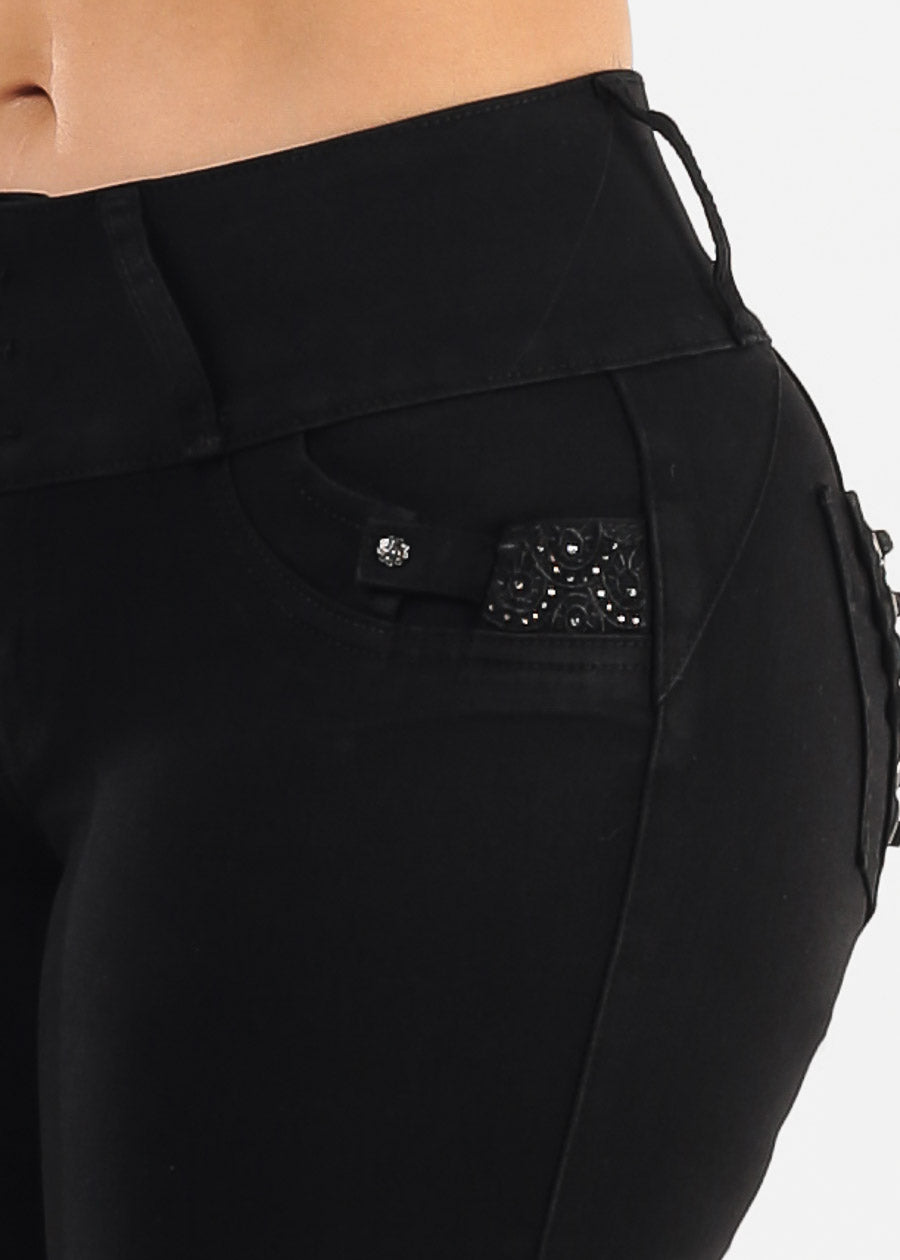 MX JEANS Butt Lifting Black Denim Casual Jeans