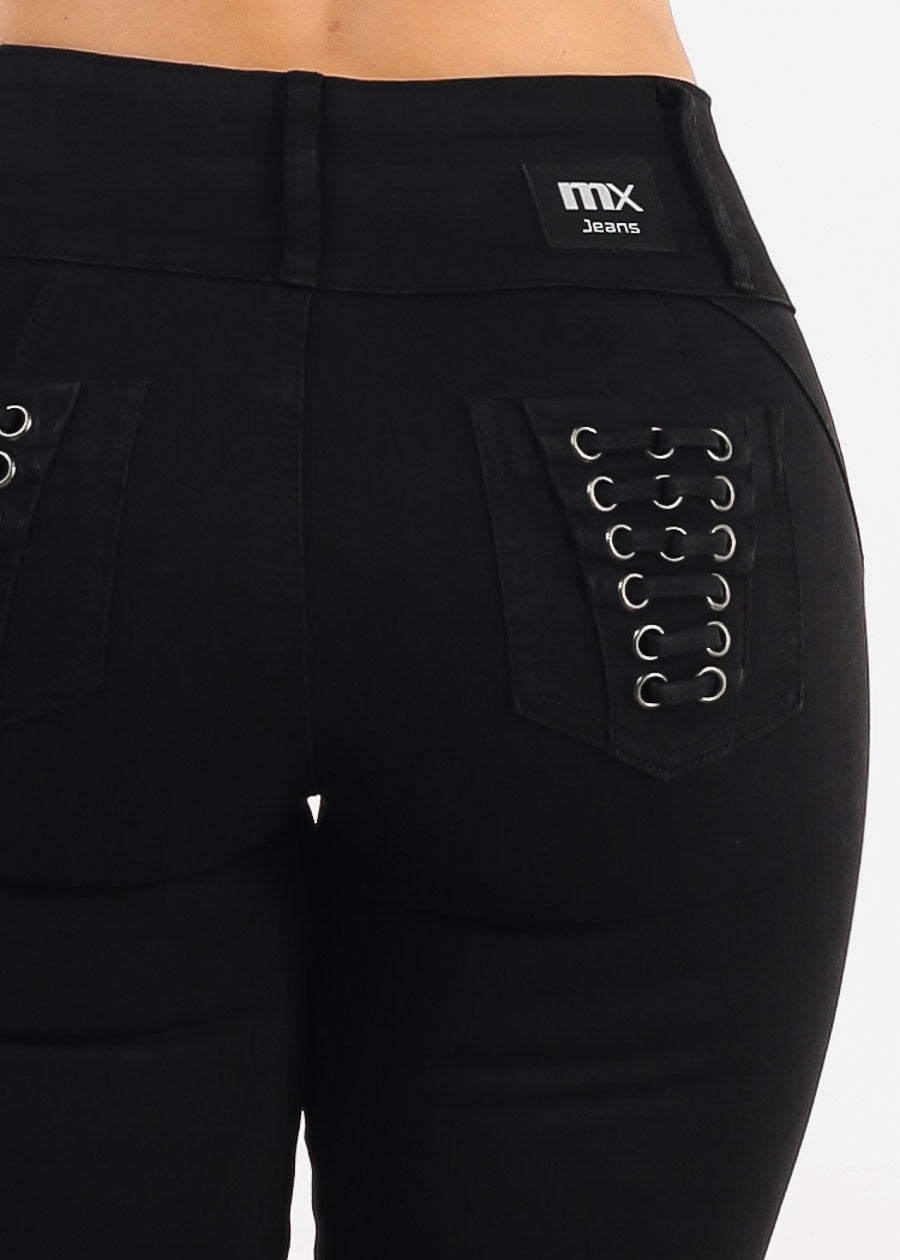 MX JEANS Butt Lifting Black Denim Casual Jeans