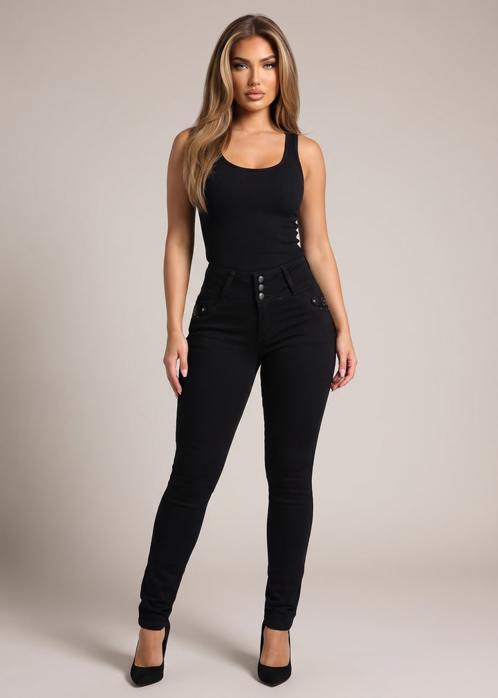 MX JEANS Butt Lifting Black Denim Casual Jeans