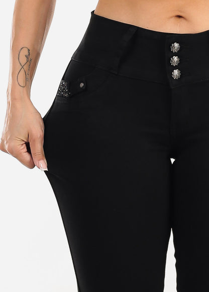 MX JEANS Butt Lifting Black Denim Casual Jeans