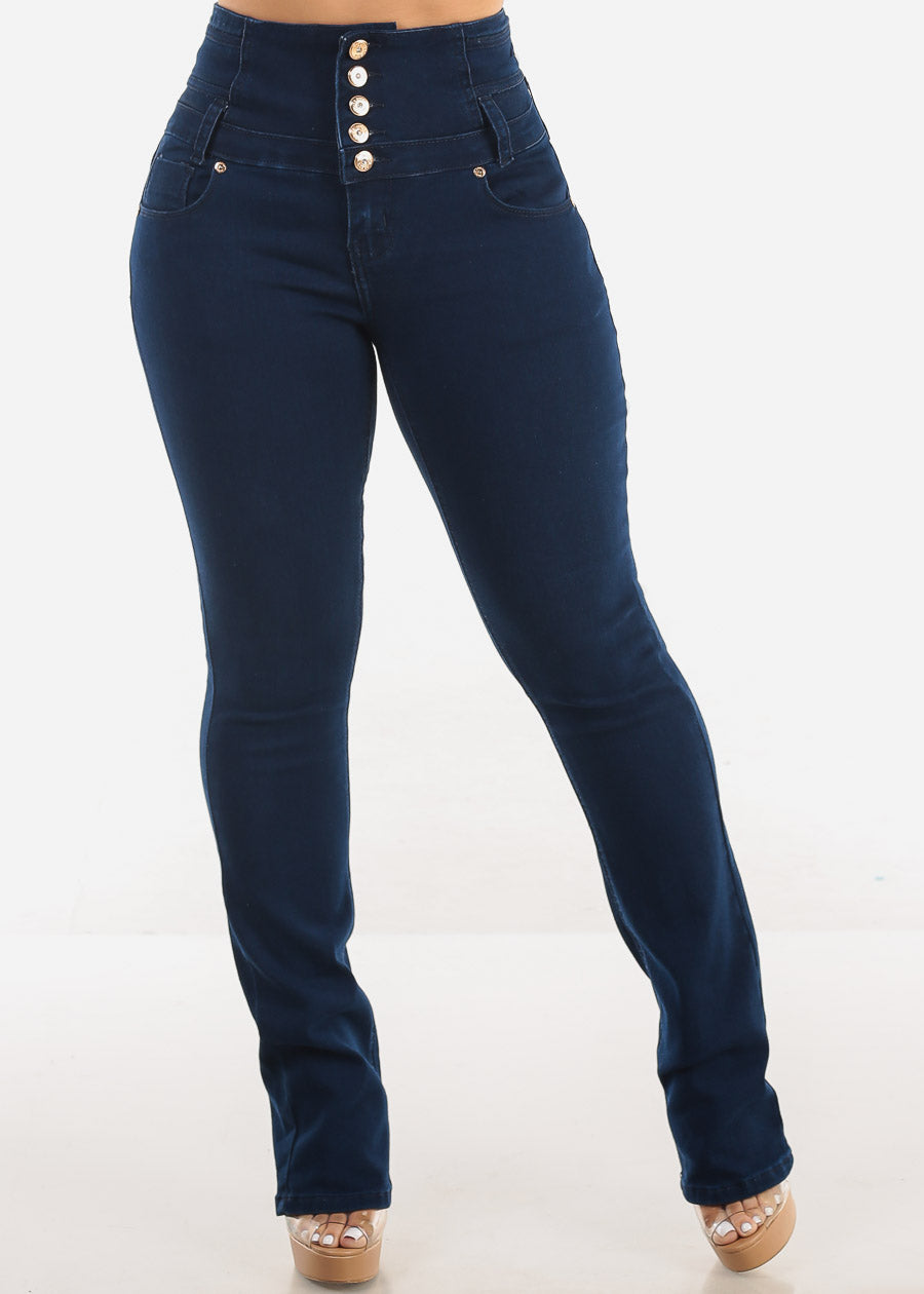 MX JEANS Butt Lift Thick Waist Dark Bootcut Jeans